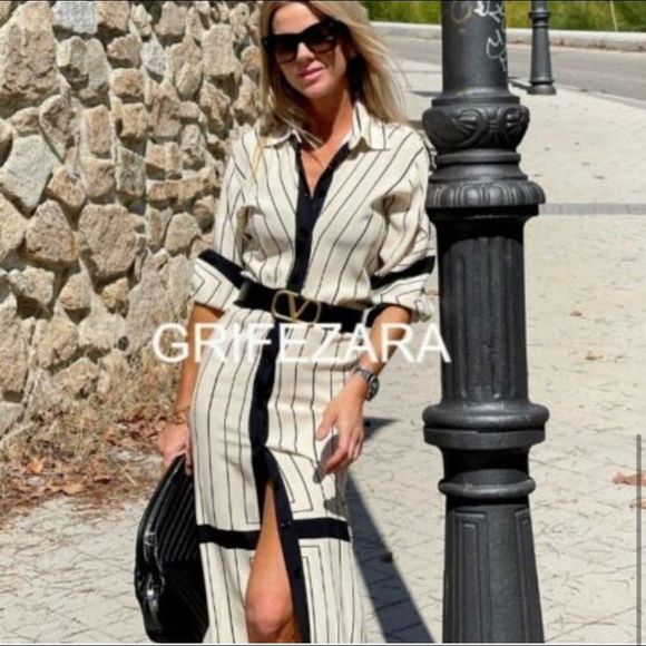 Zara Black and White Striped Dress - Picture 4 of 6